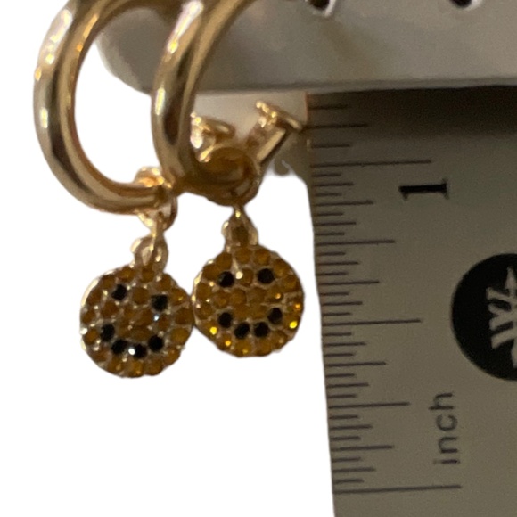 New SMILE 😃 Earrings Gold Tone fun and sparkly Pierced Ears - Picture 5 of 6